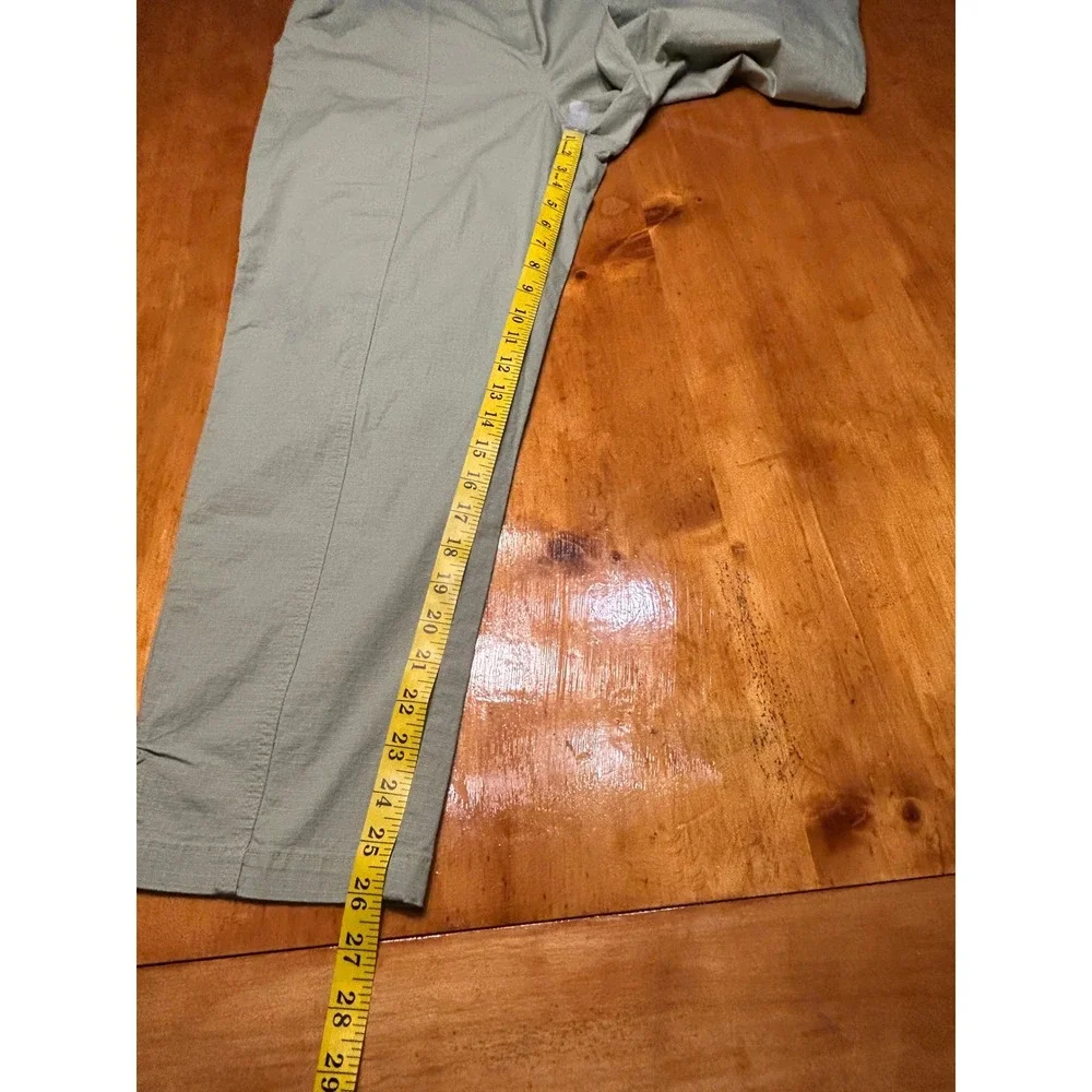 Ruby Rd Gorpcore Utility Sage Green Ripstop Cropped Pants Elastic Waist Capris